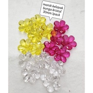 Manik kelopak bunga kristal 30mm 50grams 18pc+/- 1pack