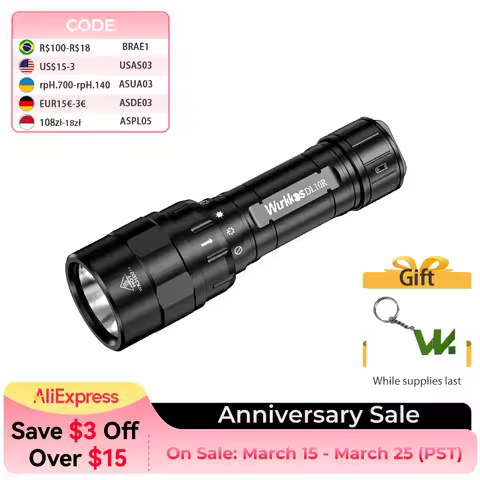 Wurkkos DL10R Scuba Diving Torch XHP70.2 LED Flashlights 4500lm 21700 USB-C Rechargeable Rotary Swit
