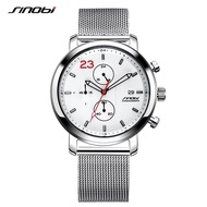 SINOBI 2020 Chronograph Fashion Men's Watches Business Stainless Steel Milanese Mesh Band Wristwatch men's Clock reloj hombre SYUE