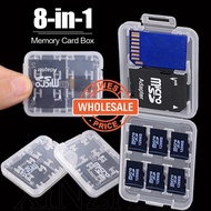 [Wholesale Price] 8 in 1 Micro SD Memory Card Storage Box / Travel Portable Anti-shock Card Case / Mini SD SDHC TF MS Memory Card Holder / Clear Plastic SIM Cards Protective Case