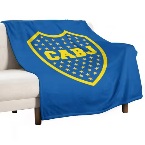 Boca Juniors CABJ Throw Blanket Soft Plush For Sofa Bed Covers Plaid Design Warm Cozy Home Decor