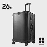 【cctogo杯電旅箱】杯架&amp;充電埠 鋁框行李箱 26吋 探索黑