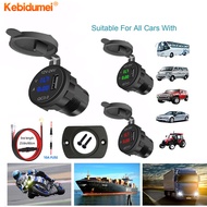 Kebidumei USB Phone Charger 12V-24V QC3.0 LED Car Voltage Current Display Socket Power Adapter For Cars