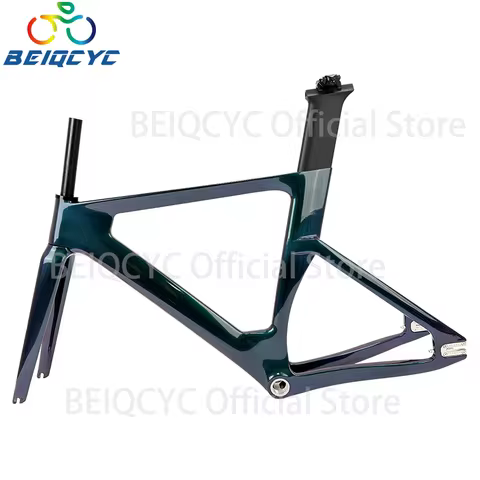 700C Track bike Chameleon Green Carbon Aero Track Frame Road Bike, BSA Fixed Gear Frameset