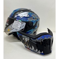 [ZEUS ZS-613H AJ48 Animal Painted Matte Black Blue With Face Armor ZS613H Ruishi Taichung Warehouse 