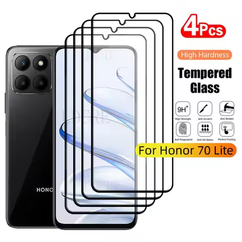 4Pcs For Honor 70 Lite Glass Huawei Honor 70 Lite Tempered Glass Protective 9H HD Full Cover Glue Sc