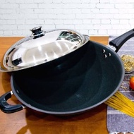 Hard anodized die cast wok(kuali) 42cm,non stick,non coated,kuali tanpa saduran,aluminum anodized ,r