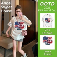 (24 Hours Delivery) Angle Official New Korean Style T-Shirt World Cup Sports 2026 Women's Short Slee