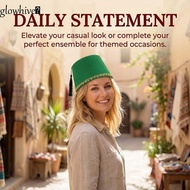 GLOWHIVE​ Tarboosh Fez Hat, Moroccan Hat Breathable Felt Fez Cap, Universal Round Ottoman Red Color 