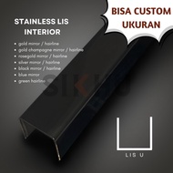 LIST U BLACK MIRROR HAIRLINE/ 0.8MM THICKNESS 3 METERS LENGTH STAINLESS SS 201 | BLACK U CHANNEL | B