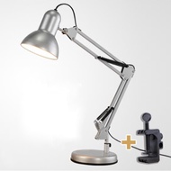 Metal Swing Arm Desk Lamp, Interchangeable Base Or Clamp Multi-Joint, Adjustable Arm 2 flat pin plug