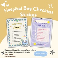 Hospital Bag checklist 8pcs Sticker for mommy and baby