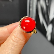 歐款新貨波蘭製造天然波羅的海血珀戒指 成色美 s925銀鍍金 鑲嵌