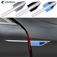 NOBELJIAOO 4Pcs/Set Universal Car Side Blade Fender Decals Stainless Steel Metal Trim Kit Exterior E