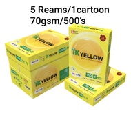 Kertas IK Yellow 500s 70gsm A4 Paper 1 Carton Box (5 Reams) (500 sheets/ream)