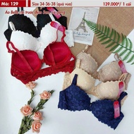 Belle 129 apricot lace women's thick foam front bra with push-up underwire – Size B75–B85