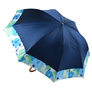 Fibrella Long Umbrella F00361 (Floral Pattern Dark Blue-I)