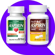 HealthA2Z Aspirin 325mg, Uncoated l HealthA2Z Aspirin 81mg (300 Tablets), Low Strength, Enteric Coat