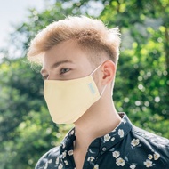 3D立體透氣可重用可洗125次三層布口罩內置濾芯淺黃色