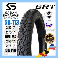TAYAR MOTORCYCLE GR 113 TUBELESS DAN TUBE TYRE SEMI OFF ROAD GRIP 2.50-17 2.75.17 TAHUN 2025