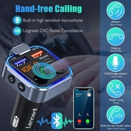 4-in-1 Smart Car Charger with Bluetooth 5.3 - 48W PD/QC Fast Charging, FM Transmitter & Bass Boost f
