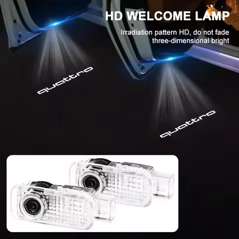 For Audi 2Pcs Car Door Welcome Light HD LED Projector Welcome Light For Audi Sline A6 A4 A3 A7 A5 Q3