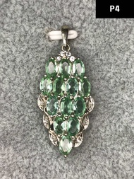 ตัวเรือนเงินแท้ 925 พลอยเเท้ : จี้ อะพาไทต์ กับ เพทายสีขาว. 925 Sterling Silver - Apatite and White 