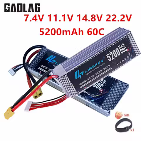 2S/3S/4S/6S 7.4v 11.1v 14.8v 22.2v 5200mah Lipo Battery 60C 80C RC Toys Car Truck Boats Drone Helico