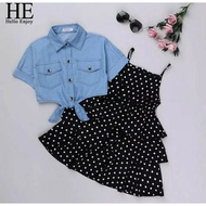 Kids fashion/fashion kids/fashion kids girls/fashion kids Dress/kids Dress Dot Loli Dress Set Kid