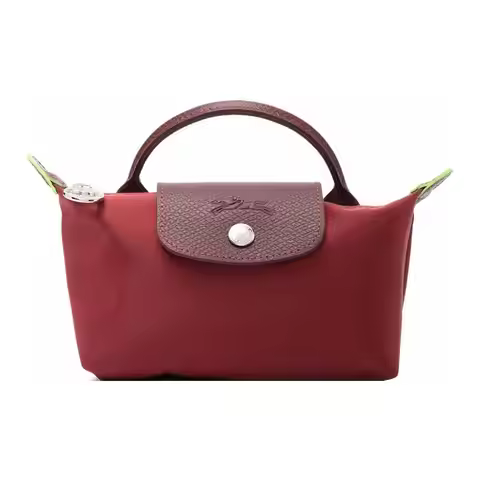 LONGCHAMP Le Pliage Green Canvas Dumpling Bag Canvas Bag Handbag Clutch Women's Maroon 34175919P59