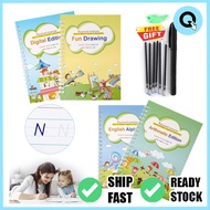 QFL 4 Book Magic Children 3D Copybook Calligraphy Number English Handwriting Books Learning Math Wri