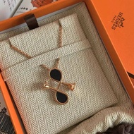 hermes cor H小喇叭項鍊黑色毛衣鏈 斷貨款 全新配件盒子塵袋