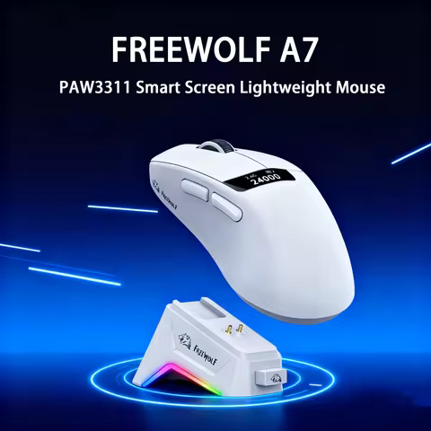 Wireless Gaming Mouse 59g Lightweight Tri-Mode PAW3311 Sensor RGB Charging Dock Smart Display 24000 