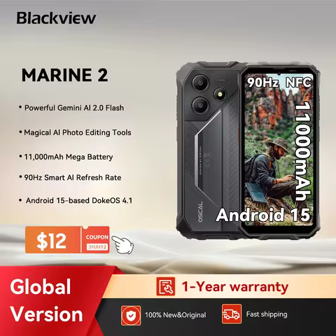 Blackview OSCAL MARINE 2 AI Smartphone Android 15, 6.56'' HD+ Display, 24(8+16)GB 256GB, Rugged Smar