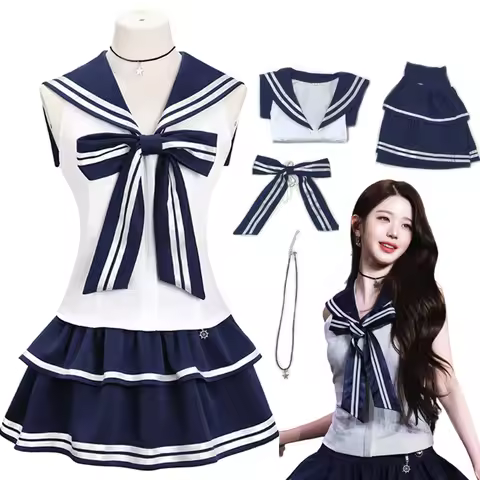 IVE Jang Wonyoung Cosplay Costume Korean Kpop Idol Sailor Uniform JK Dress Women Stage Performance O