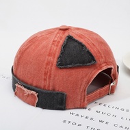 Washed Denim Docker Cap Retro Brimless Skullcap