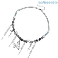 Un* Fashionable Star Pendant Necklace Butterfly Necklace Cool Star Tassels Necklace