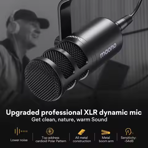 Maono Dynamic XLR PC Microphone All Metall Gaming Broadcast Recording Streaming Works for Audio Inte