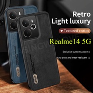 Casing For Realme 14 Realme14x 14Realme 14x 4G 5G 2025 Matte Leather TPU Silicone Phone Case Holder 