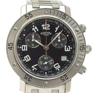 【日本直送】愛馬仕 HERMES Clipper 腕錶 CL2.910 不鏽鋼 石英 計時碼錶 黑色錶盤 男款【二手】