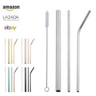 304 Stainless Steel Metal Straw Set Bar Drink Milk Tea Juice Environmentally Friendly Reusable B9NP