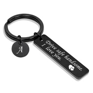 26 Letters Keychain DRIVE SAFE HANDSOME Stainless Steel Drive Safe Keychain Father Valentine's Day G