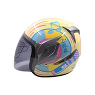 VIRTUE Helm SNI Half Face Wanita Cewek Perempuan Remaja Dewasa Motif Bunga Flower Original Kaca Anti