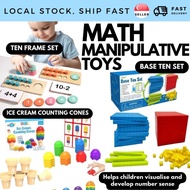 Local Kids Maths Manipulative Toy Base Ten Blocks / Ten Frame Number Counting Montessori