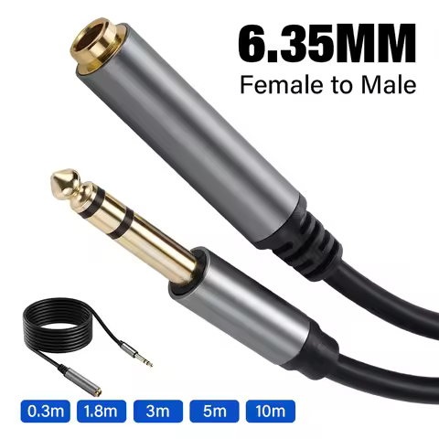 1/4 TS Mono Stereo 6.35mm Male to Female Extension Cable Cord TS 6.35 Male Female Lengthen Extend Li