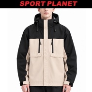 Sport Planet Unisex Two-Tone Technical Hooded Outdoor Windbreaker Jacket (WINDPROOF-KHA) Sport Plane