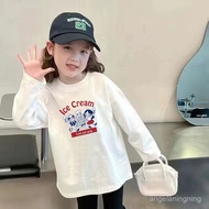 Sales Over 10,0000 Pure Cotton T-Shirt 2024 Girls Bottoming Children Fashion Korean Version Tops Lon