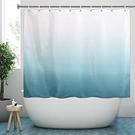 YISURE Ombre Turquoise Short Shower Curtain 65 Inch Length, Teal Polyester Fabric Shower Curtain for