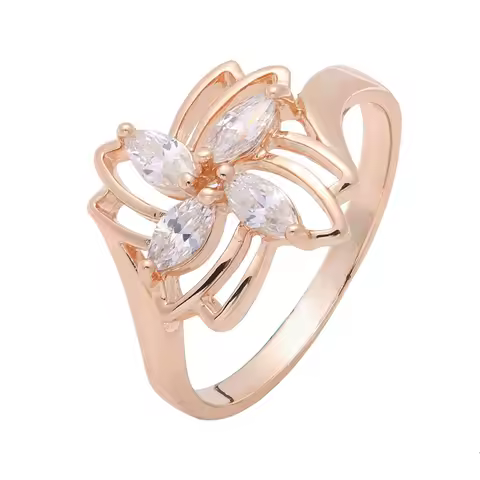 Trendy Marquise White CZ Stone Ring 585 Rose Gold Plated Fashion Jewelry for Lovers Gift