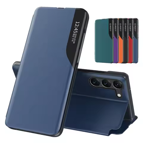 Flip Smart View Phone Case For Samsung Galaxy S26 S25 S24 Ultra S23 FE Plus + Book Cover Holder Anti